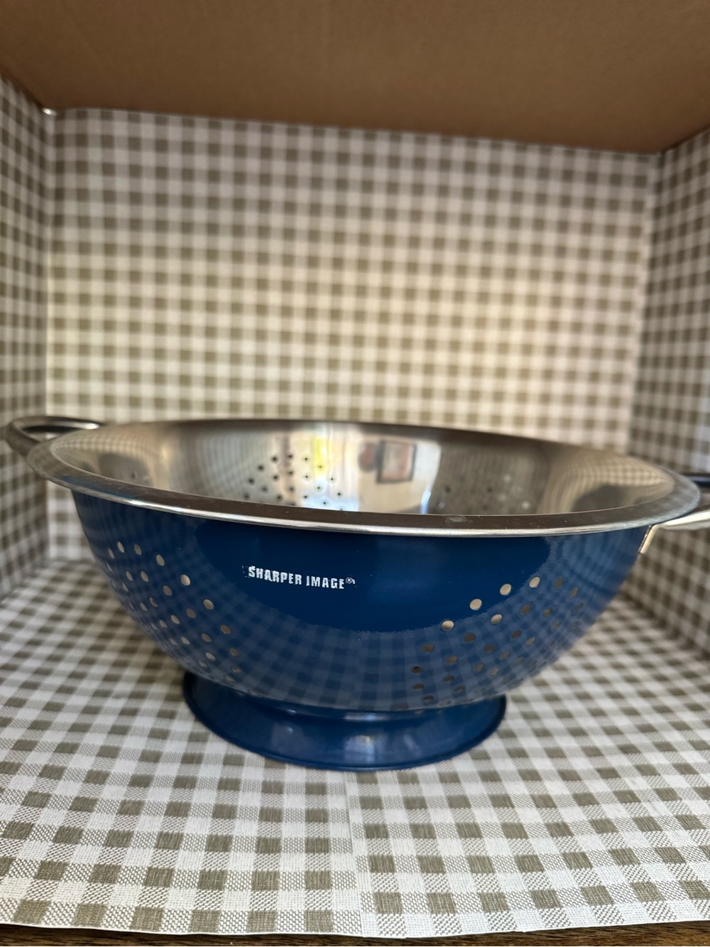 Sharper Image Blue Stainless Steel Colander 5qt